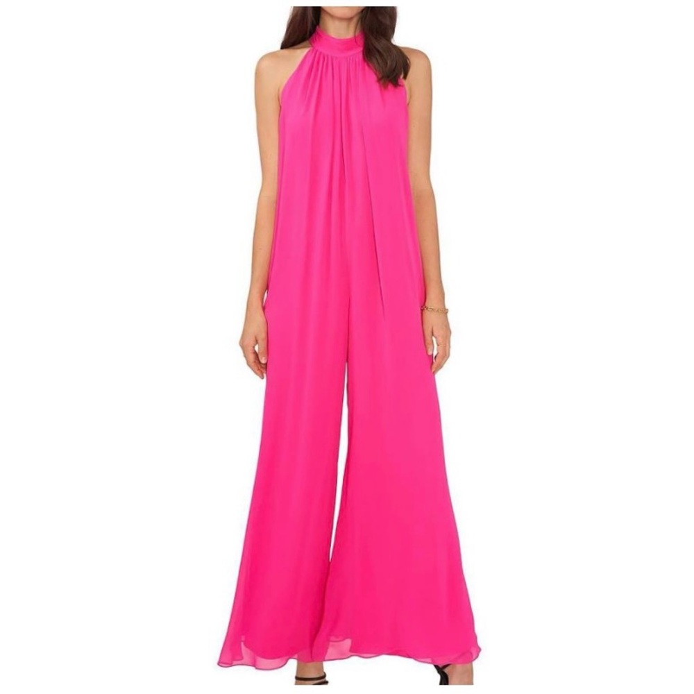 Beautiful Vince Camuto hot pink jumpsuit, halter with back tie.